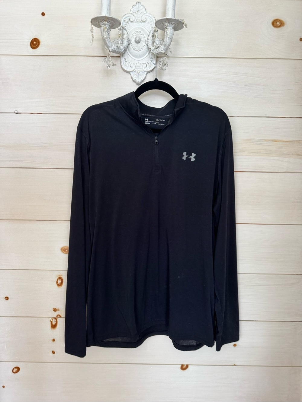 Under Armour Black Long-Sleeve Quarter-Zip Hooded Performance Shirt